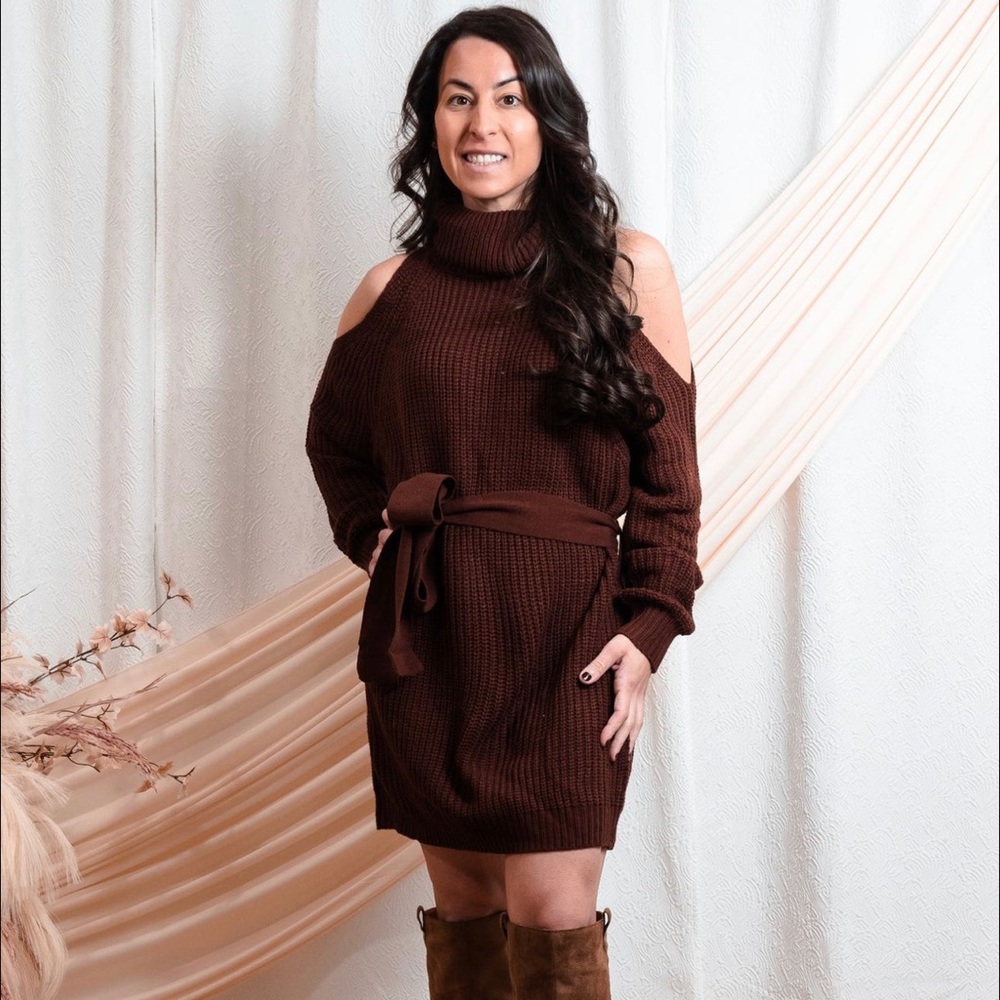 Open Shoulder Sweater Dress